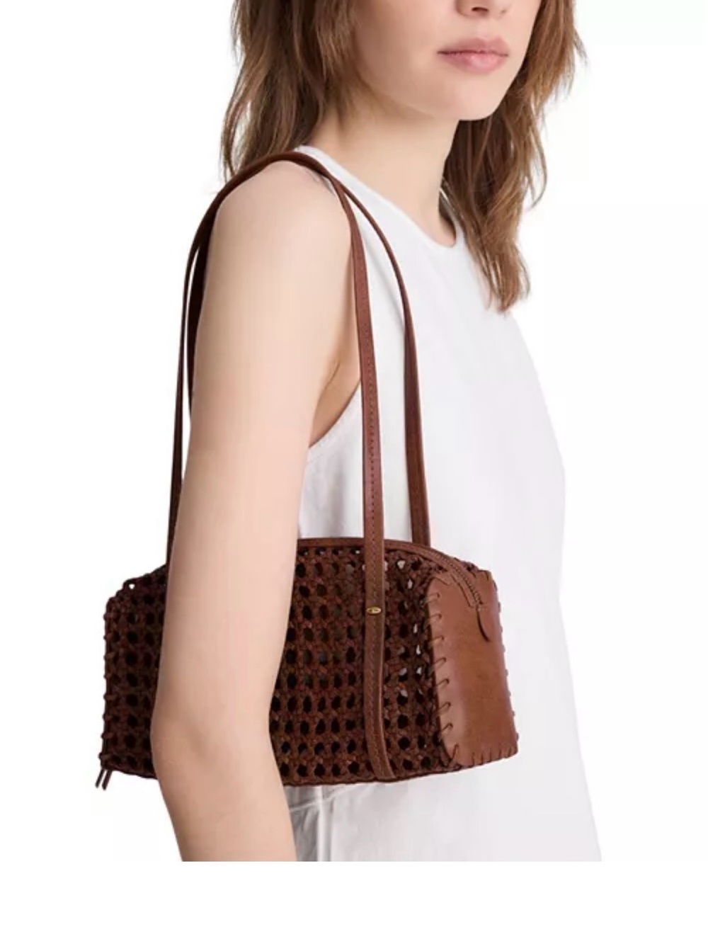 Woven Brown Shoulder Bag - Stylish Women’s Handbag - Picture 3 of 5